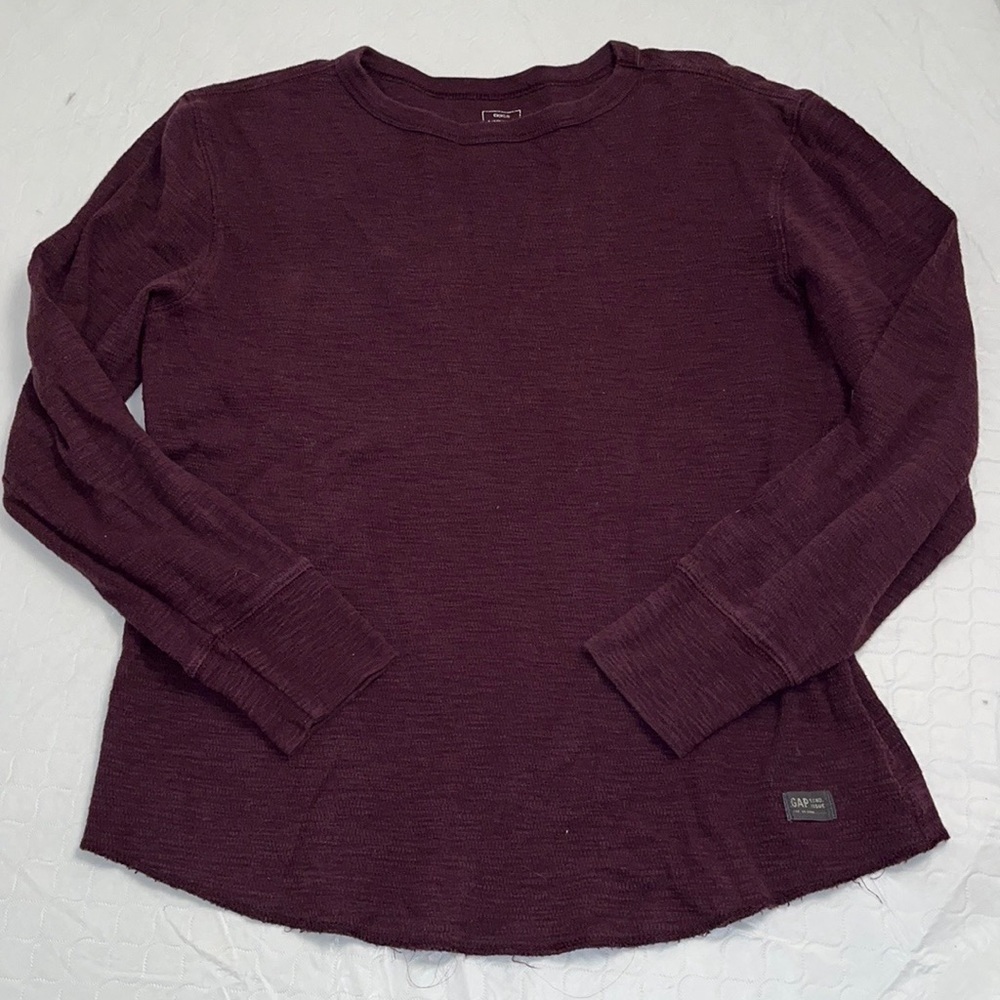 Gap plum crew neck waffle knit thermal long sleeve shirt XL